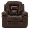 Fauteuil à inclinaison électrique Leo de 41 po en tissu de cuir véritable - brun noyer