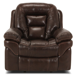 Fauteuil à inclinaison électrique Leo de 41 po en tissu de cuir véritable - brun noyer