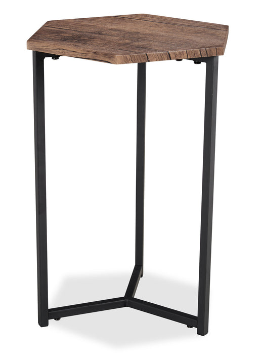 Ensemble 3 tables de fauteuil Cleo de 15,7 po - brun avec pattes en métal noir