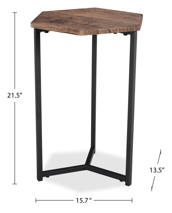 Ensemble 3 tables de fauteuil Cleo de 15,7 po - brun avec pattes en métal noir