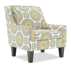 Fauteuil d’appoint club Sofa Lab personnalisable de 29 po fabriqué au Canada en tissu avec pattes en bois - Jade multicolore