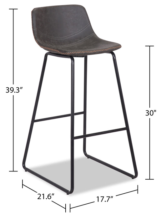 Tabouret bar Coty en tissu de cuir végétalien et en métal - gris