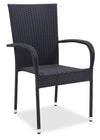 Chaise Vallarta pour la terrasse à l’extérieur, osier en résine tressé à la main, résistant aux rayons UV et aux intempéries - noir