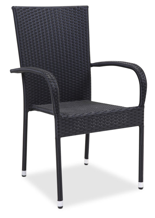 Chaise Vallarta pour la terrasse à l’extérieur, osier en résine tressé à la main, résistant aux rayons UV et aux intempéries - noir