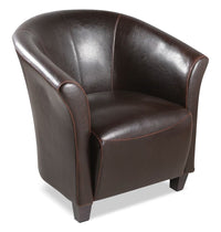  Fauteuil d’appoint Ethan de style gondole de 31 po en similicuir avec pattes en bois - brun