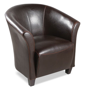 Fauteuil d’appoint Ethan de style gondole de 31 po en similicuir avec pattes en bois - brun