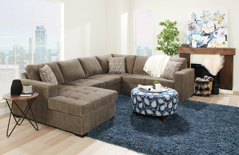 Pouf personnalisable The Curve de Sofa Lab de 31 po fabriqué au Canada en tissu - Midnight multicolore