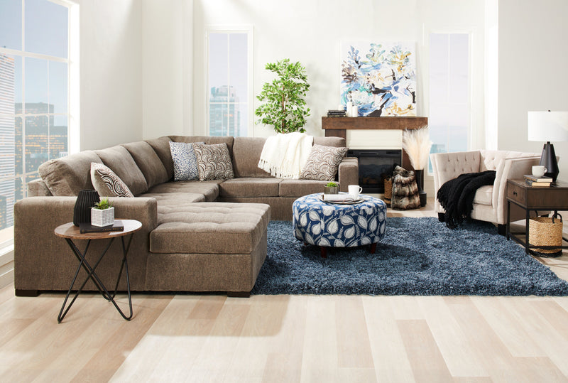 Pouf personnalisable The Curve de Sofa Lab de 31 po fabriqué au Canada en tissu - Midnight multicolore