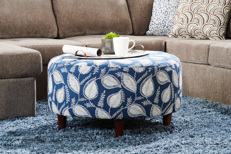 Pouf personnalisable The Curve de Sofa Lab de 31 po fabriqué au Canada en tissu - Midnight multicolore
