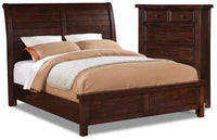 Ensemble de chambre à coucher Sonoma 4 pièces avec grand lit et commode verticale - brun foncé