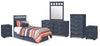 Ensemble de chambre à coucher Leo 6 pièces avec tête de lit à panneaux pour lit simple 
