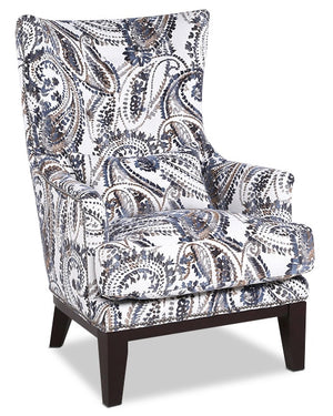 Fauteuil d’appoint Haden de 30 po en tissu avec base en bois et bordure de clous décoratifs - cachemire multicolore
