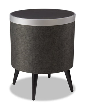 Koble Zain Qi Wireless Charging Smart Side Table with Bluetooth Speakers - Black and Silver|Table d'appoint intelligente à chargement sans fil Qi de Koble Zain avec haut-parleurs Bluetooth - Noir et argent|D42GADGR