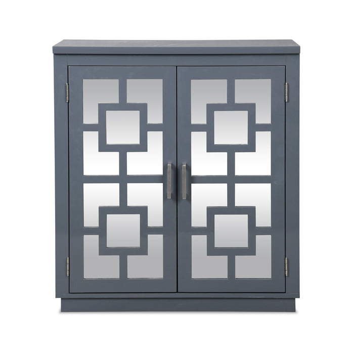 Armoire décorative Darci de 31,5 po avec portes en miroir - grise