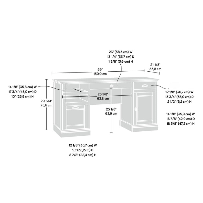 Bureau de direction Davon de 59,05 po à 2 tiroirs avec armoire - chêne salé 