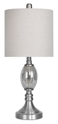 Lampe de table moderne de 23,5 po nickel brossé et verre de mercure