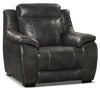 Fauteuil Novo en tissu d'apparence cuir - gris