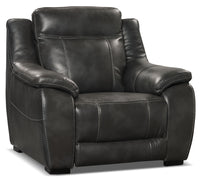 Fauteuil Novo en tissu d'apparence cuir - gris