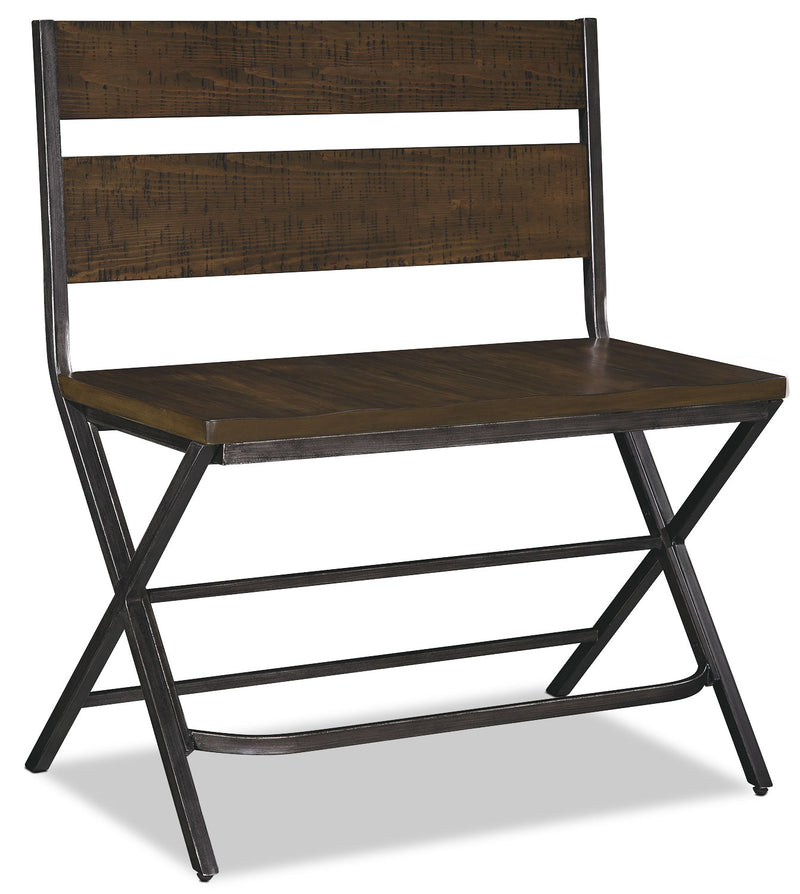 Kavara Double Bar Stool - Industrial style Bar Stool in Medium Brown Pine Solids and Metal