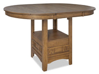  Table de salle à manger ronde Dena de 42 po à 60 po (L) de hauteur comptoir et avec rallonge - chêne brun