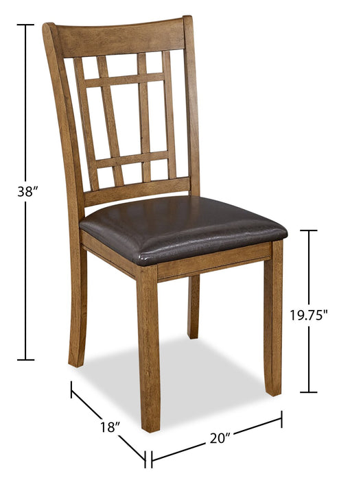 Chaise de salle à manger Dena en tissu de cuir végétalien - chêne brun