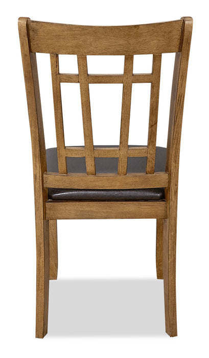 Chaise de salle à manger Dena en tissu de cuir végétalien - chêne brun