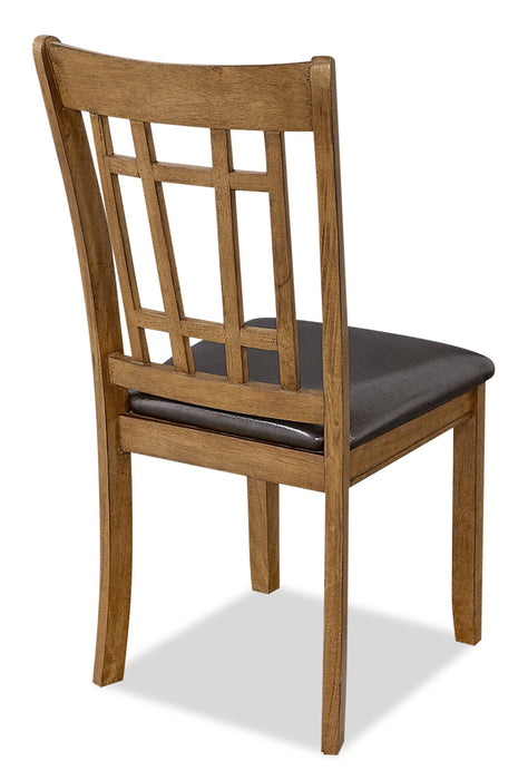 Chaise de salle à manger Dena en tissu de cuir végétalien - chêne brun