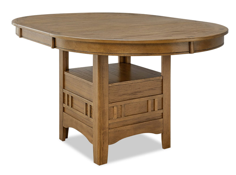 Table de salle à manger ronde Dena de 42 po à 60 po (L) avec rallonge - chêne brun