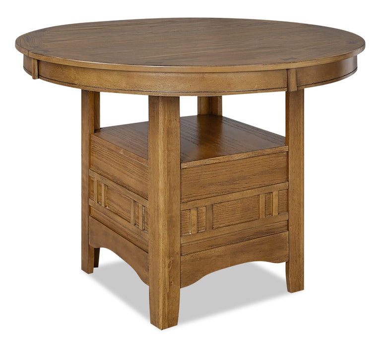 Table de salle à manger ronde Dena de 42 po à 60 po (L) avec rallonge - chêne brun