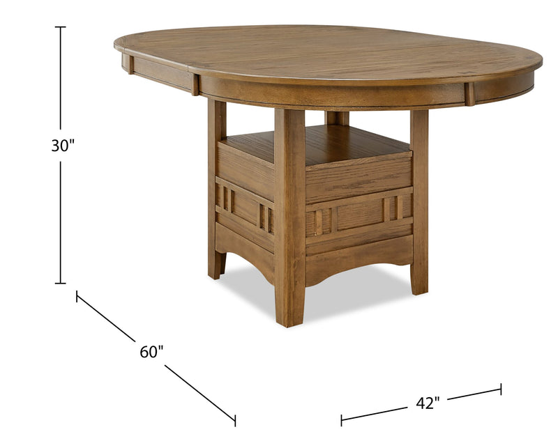 Table de salle à manger ronde Dena de 42 po à 60 po (L) avec rallonge - chêne brun