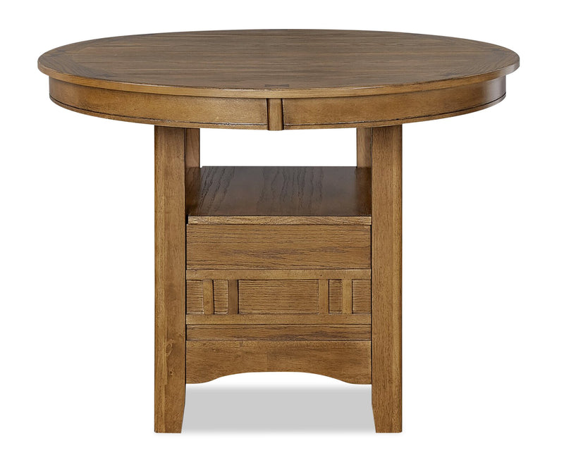 Table de salle à manger ronde Dena de 42 po à 60 po (L) avec rallonge - chêne brun