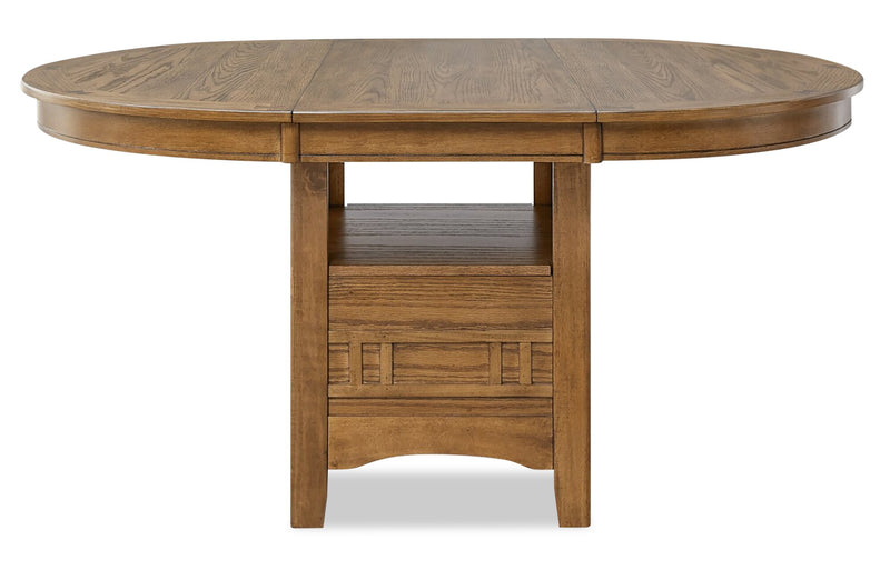 Table de salle à manger ronde Dena de 42 po à 60 po (L) avec rallonge - chêne brun