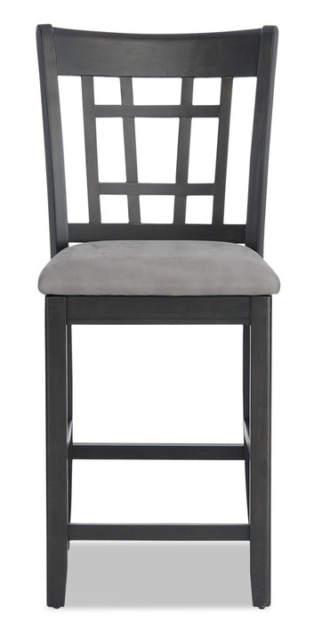 Chaise de salle à manger Dena de hauteur comptoir en tissu de cuir végétalien - grise