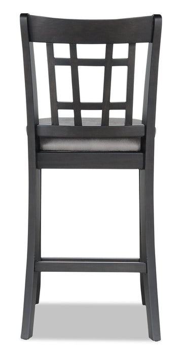 Chaise de salle à manger Dena de hauteur comptoir en tissu de cuir végétalien - grise
