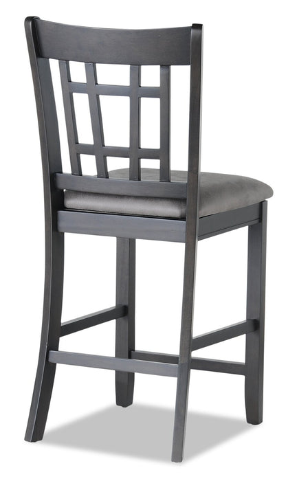 Chaise de salle à manger Dena de hauteur comptoir en tissu de cuir végétalien - grise