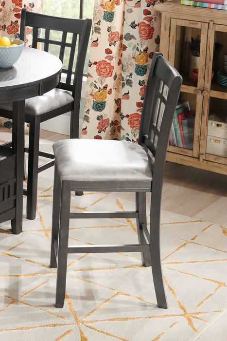 Chaise de salle à manger Dena de hauteur comptoir en tissu de cuir végétalien - grise