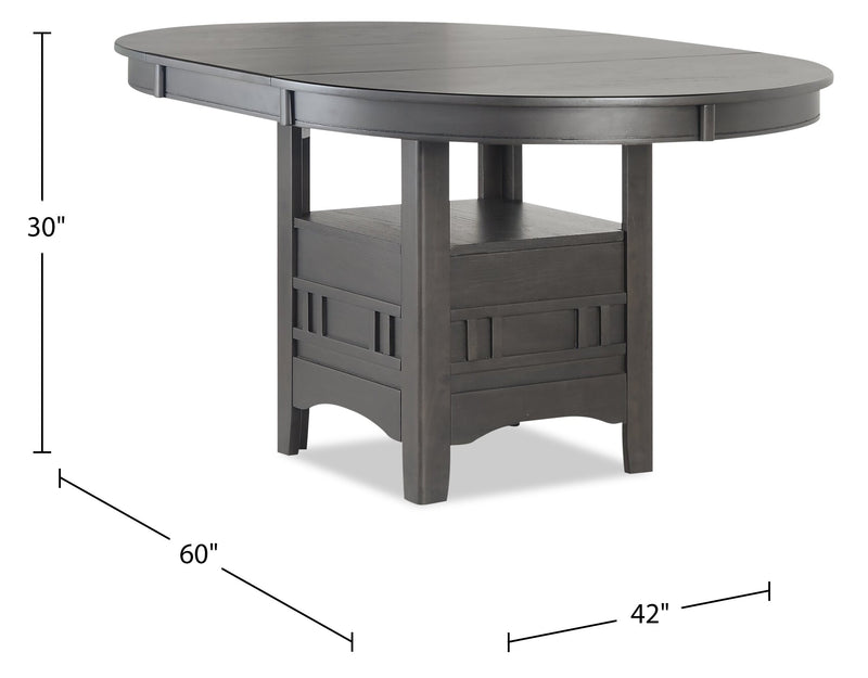 Table de salle à manger ronde Dena de 42 po à 60 po (L) avec rallonge - grise