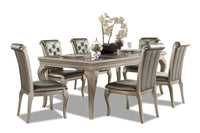  Ensemble de salle à manger Diva 7 pièces avec table, rallonge de 66 po à 84 po (L) et 6 chaises - gris argenté