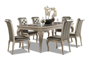 Ensemble de salle à manger Diva 7 pièces avec table, rallonge de 66 po à 84 po (L) et 6 chaises - gris argenté