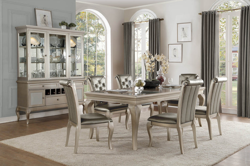 Ensemble de salle à manger Diva 5 pièces avec table, rallonge de 66 po à 84 po (L) et 4 chaises - gris argenté
