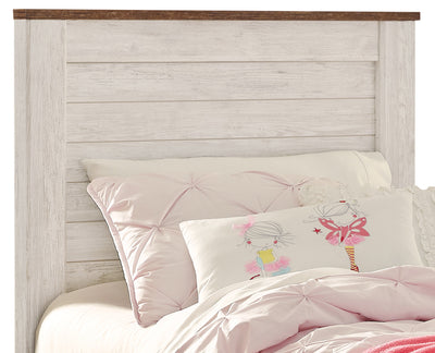 Willowton Twin Headboard - Country style Headboard in White Engineered Wood and Laminate Veneers