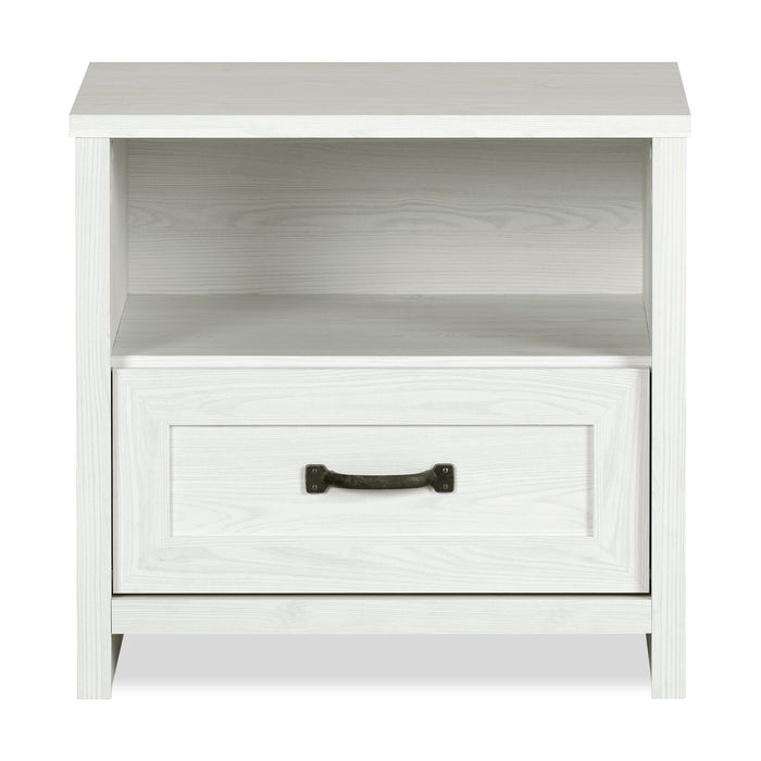 Table de nuit Dove de 23,8 po (L) x 22,5 po (H) à 1 tiroir, fabriquée au Canada - blanche