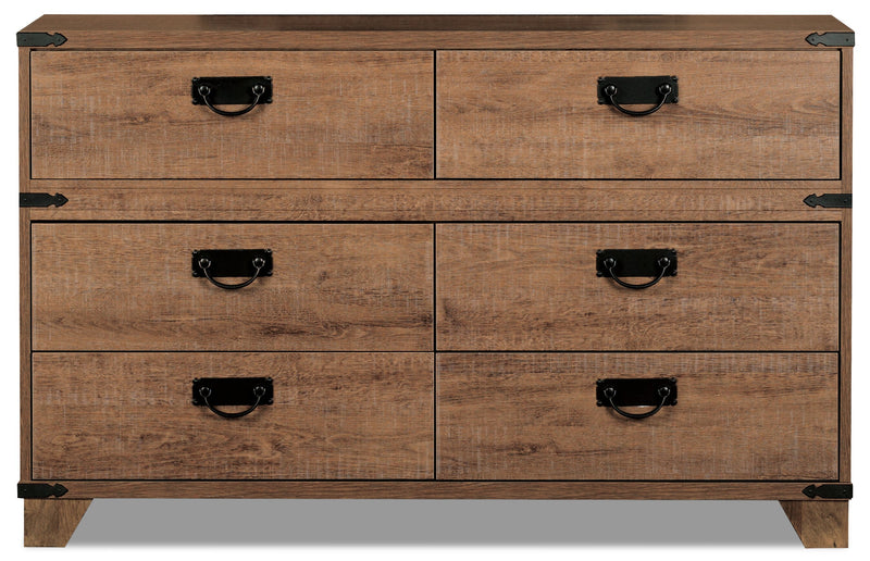 Driftwood 6-Drawer Dresser - Rustic style Dresser in Light Wood Engineered Wood and Laminate Veneers