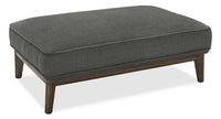  Pouf Gena de Cindy Crawford Home de 45 po en tissu d’apparence lin avec base et pattes en bois - gris anthracite