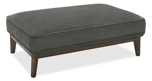 Pouf Gena de Cindy Crawford Home de 45 po en tissu d’apparence lin avec base et pattes en bois - gris anthracite