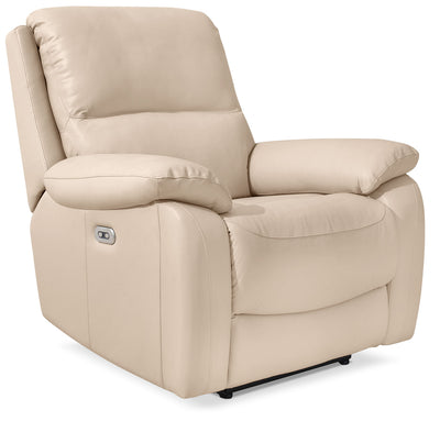Grove Genuine Leather Power Reclining Chair with Adjustable Headrest – Cream - Contemporary style Chair in Cream