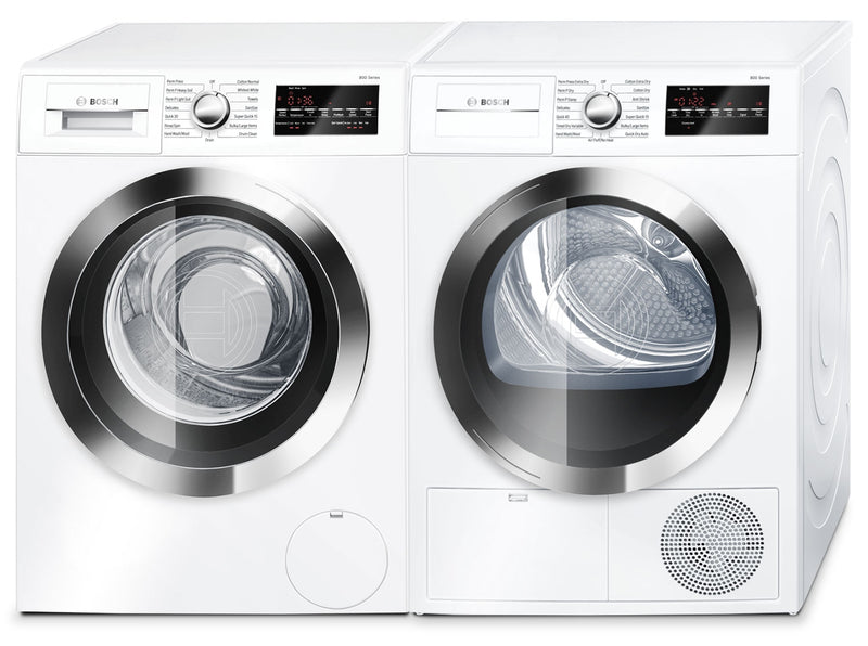 Laveuse de 2,2 pi³ et sécheuse par condensation de 4,0 pi³ de série 800 compacte de Bosch - blanches