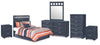 Ensemble de chambre à coucher Leo 6 pièces avec tête de lit à panneaux pour lit double