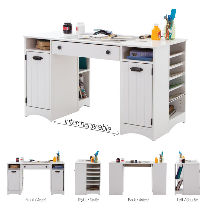 Table d’artisanat Artwork avec rangement - blanc solide