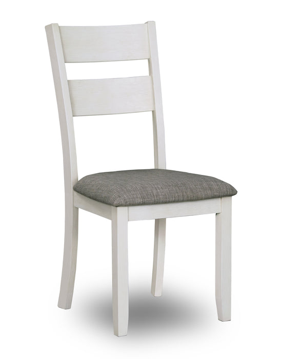 Ensemble de table salle à manger Echo 7 pièces avec table de 70 po (L), tiroirs de rangement, base à tréteaux et 6 chaises - blanc-gris